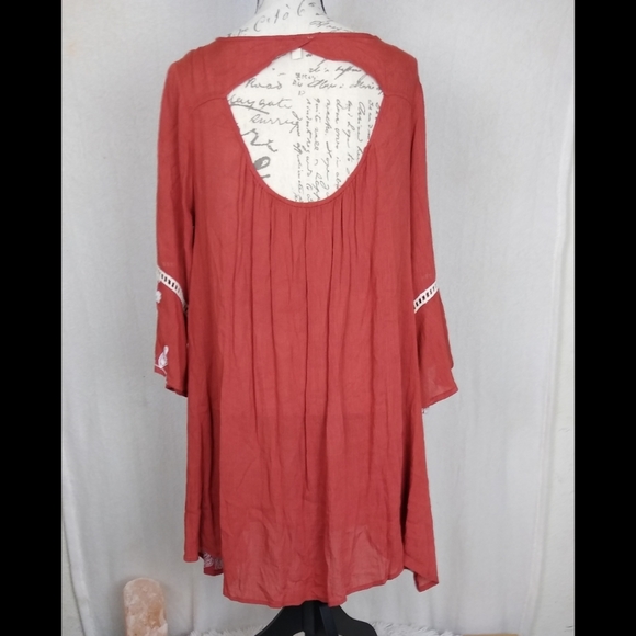 Orange boho floral embroidered tunic - Picture 5 of 5